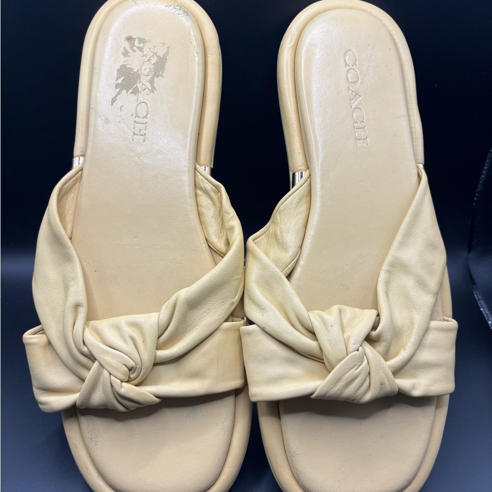 Coach Women's Tan Leather Knot Sandals - Picture 4 of 5
